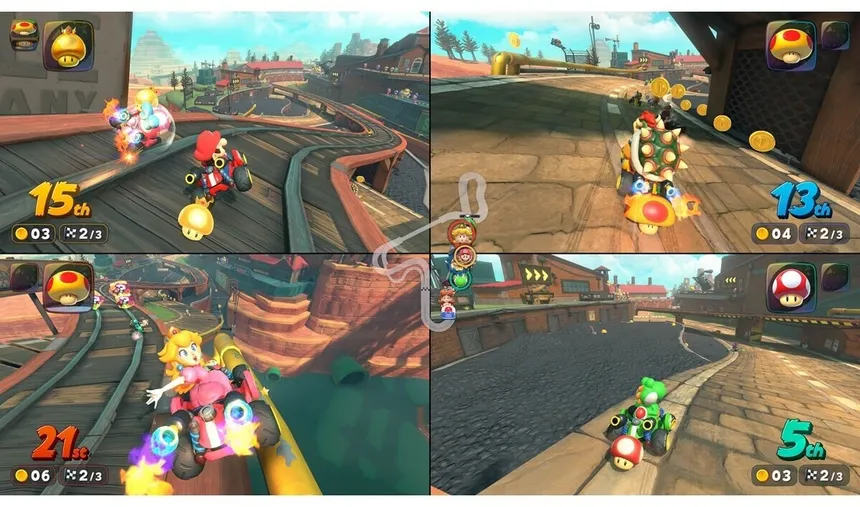 Image showing mario kart world knockout tour 4 player split screen