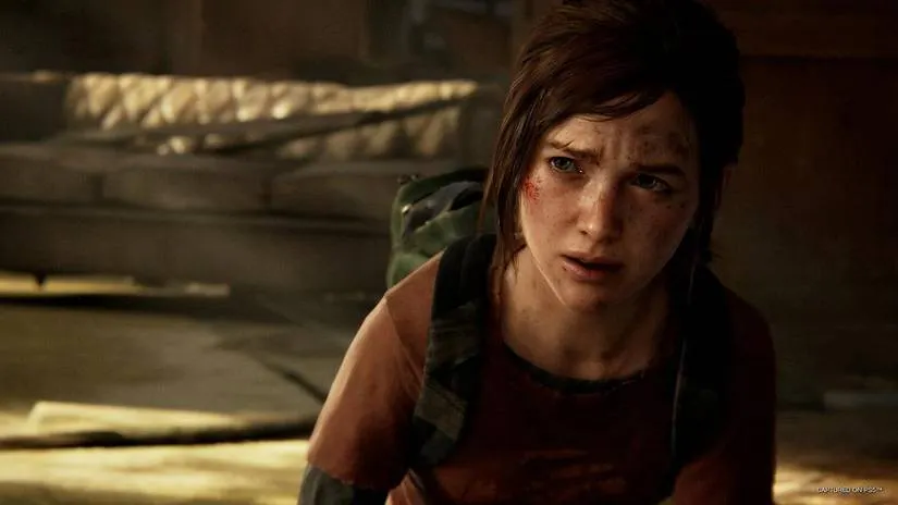 picture of Ellie from the last of us part one looking upwards