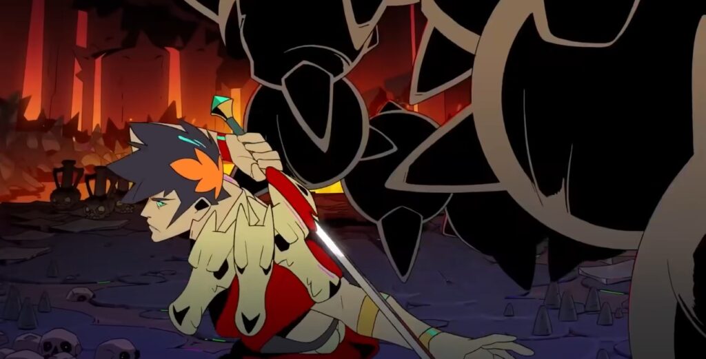 Hades game cutscene sword in hand