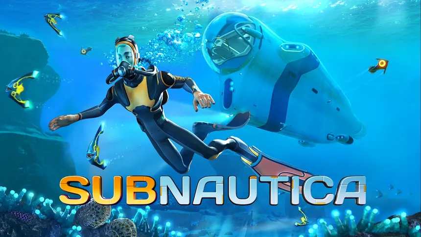 Subnautica main menu screen with options to start the game