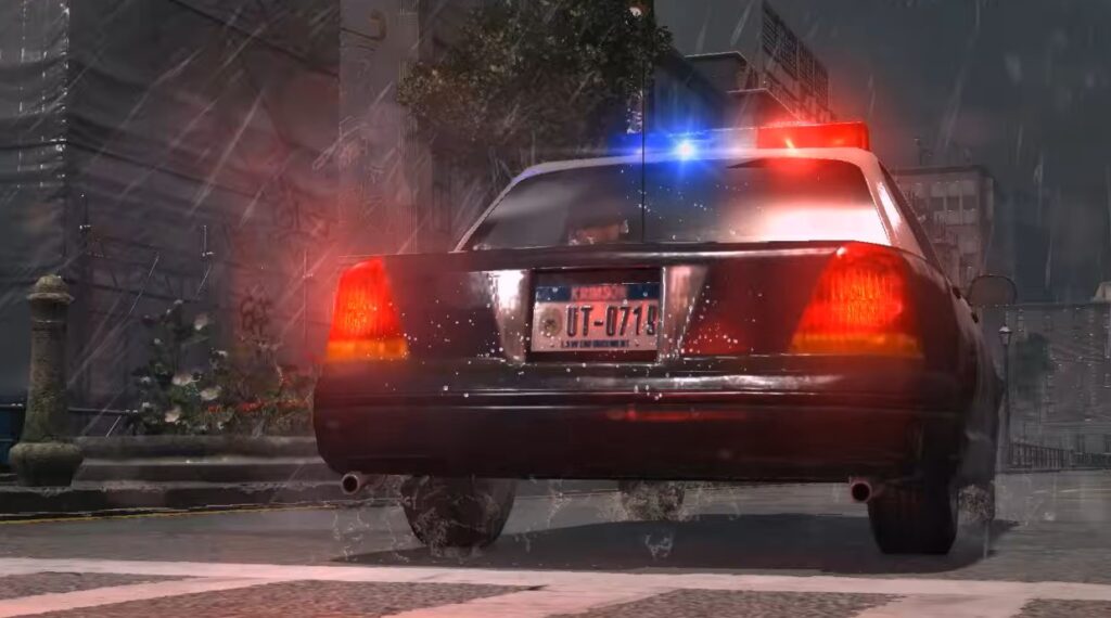 the evil within scene with a police car