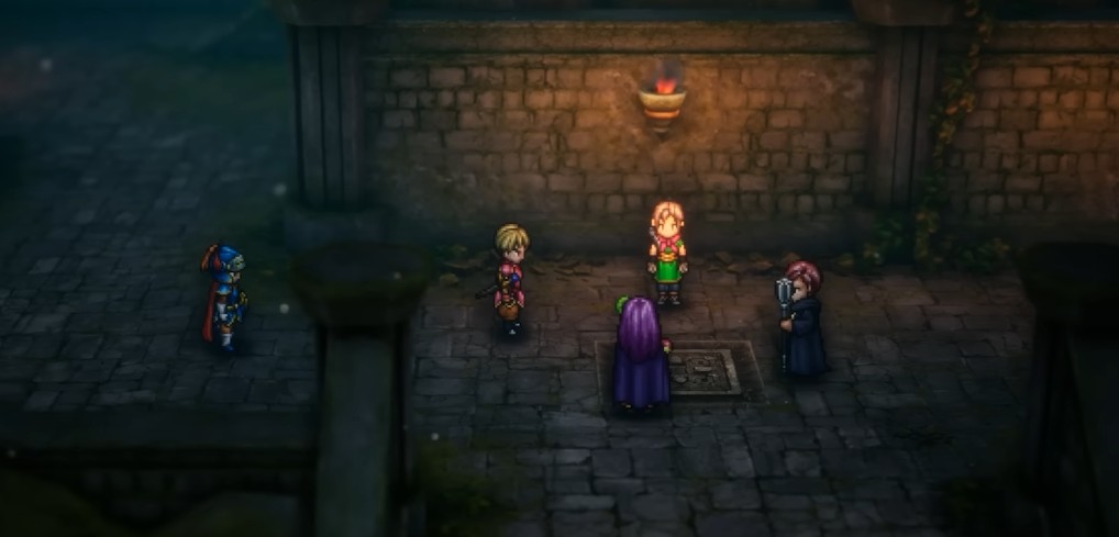 Dragon Quest I & II HD-2D remake characters standing together