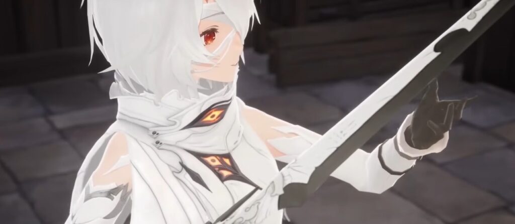 duet night of the abyss main character holding sword