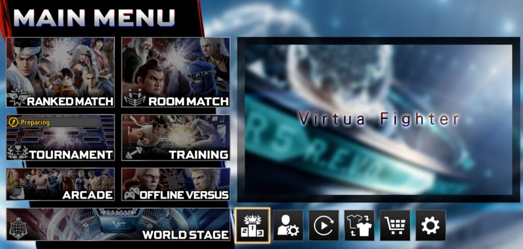 Virtua Fighter 5 R.E.V.O. World Stage world stage menu