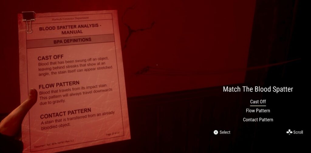 she's leaving match the blood splatter