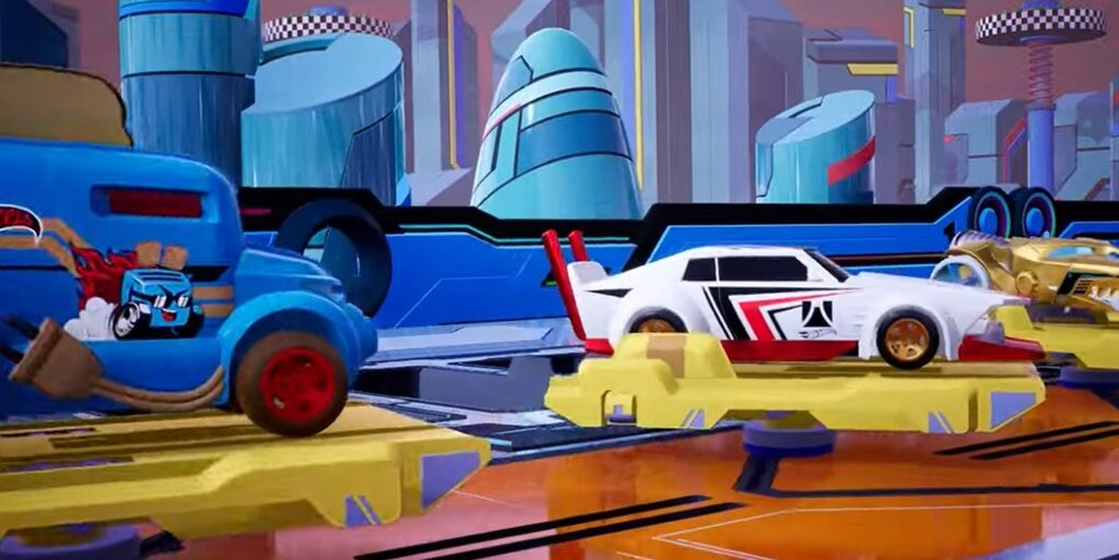 hot wheels lets race ultimate speed cars lined up before race starts