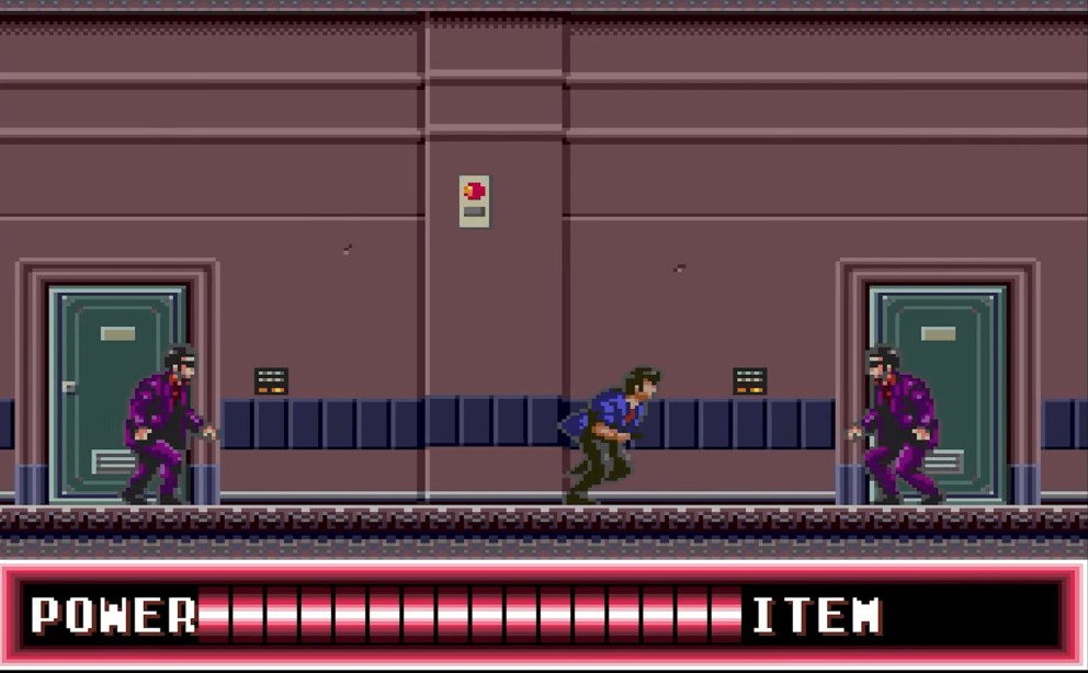City Hunter gameplay showing the main character engaging enemies in an urban setting, with combat action, dynamic movement, and on-screen opponents during a tense encounter.