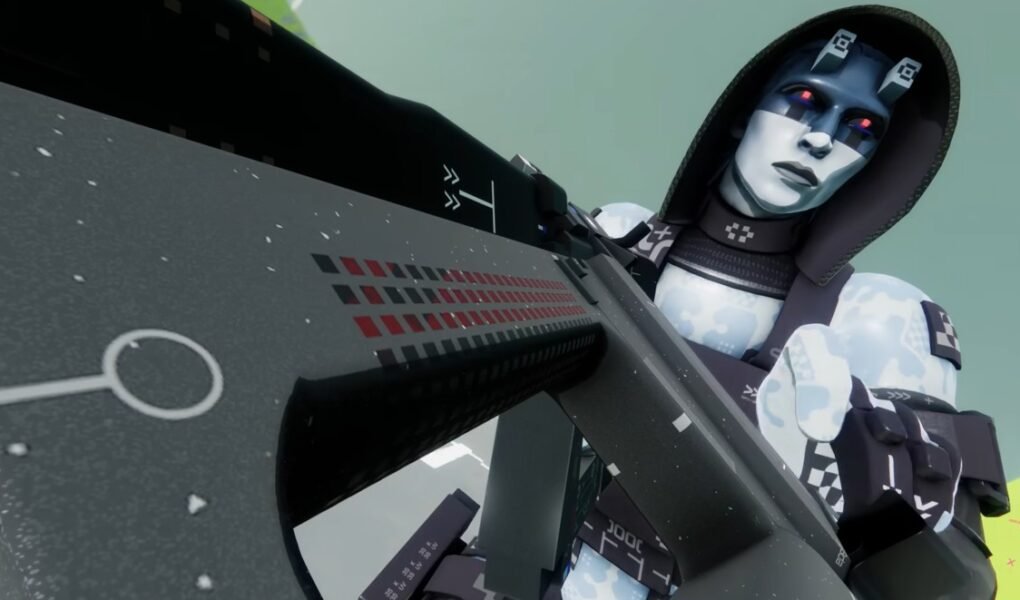 marathon assassin shell closeup holding weapon