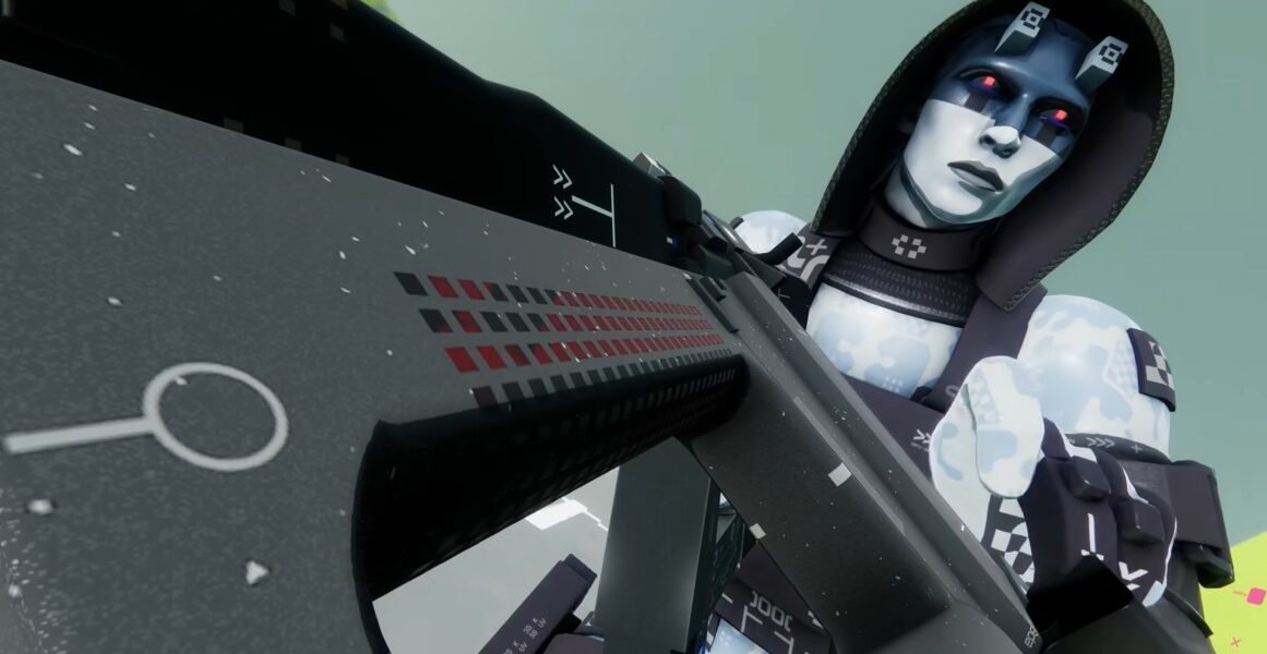 marathon assassin shell closeup holding weapon