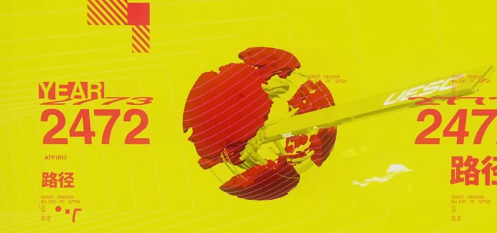 main intro cover for marathon, the year is 2672.