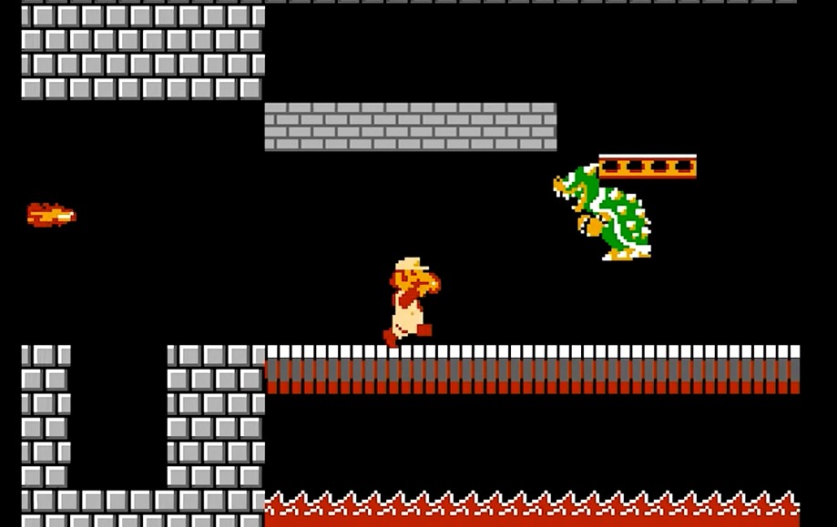super mario bros gameplay boss battle with bowser