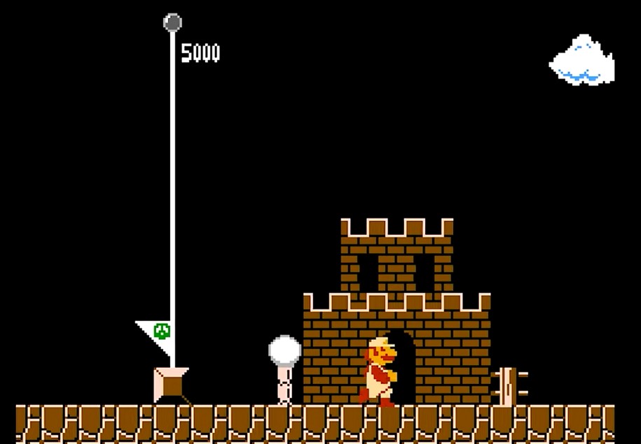 super mario bros gameplay world 3 jumping on the flag