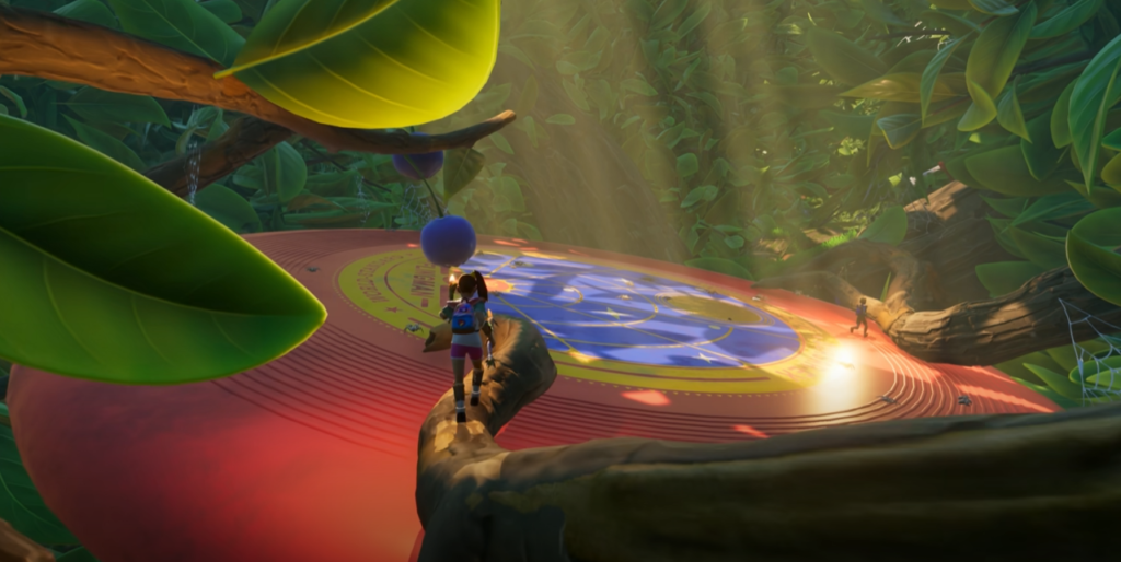Grounded gameplay showing a player exploring the miniature backyard world