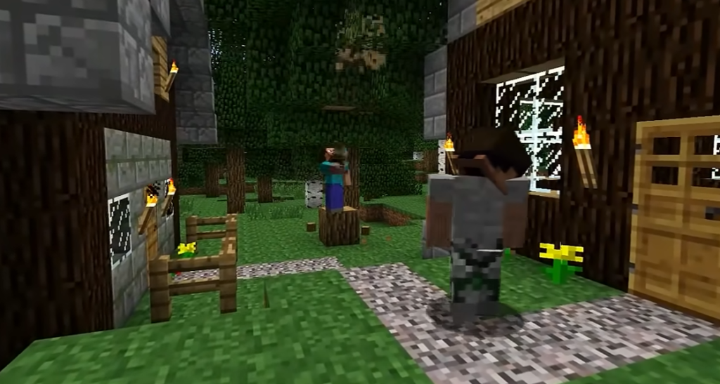 Minecraft gameplay with friends in a multiplayer survival world