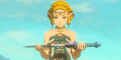 Zelda Holding The Broken Master Sword In Zelda Tears Of The Kingdom